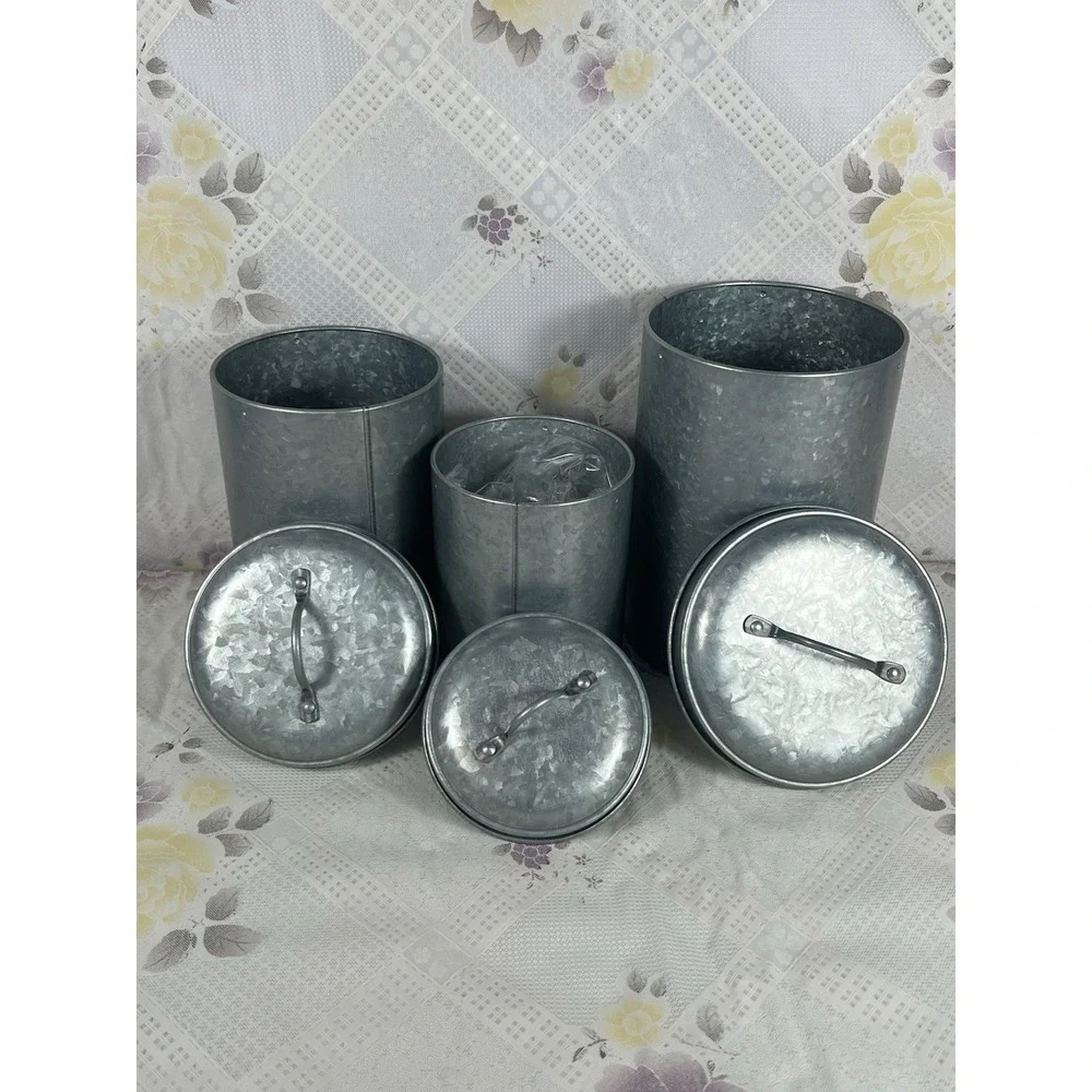 Set of 3 Food Containers with Lids, Rustic Vintage Jars, Country Kitchen